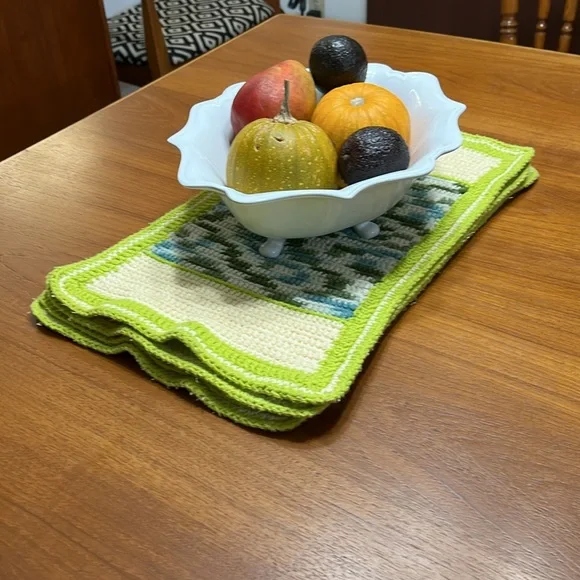 Handmade Set of Four (4) Crochet Placemats Runners - Picture 6 of 13